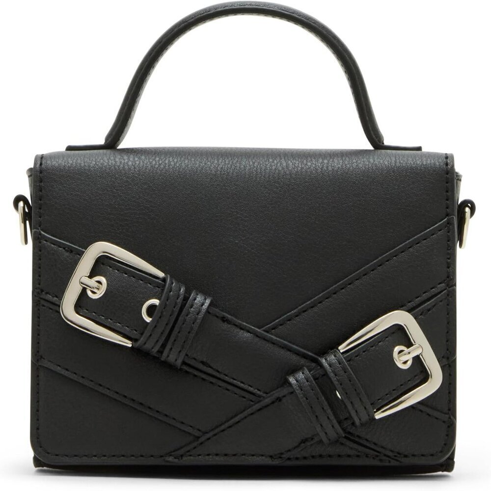 Brigitte Top Handle Bag Womens Black Buckle Closure Edgy Stylish Elegant